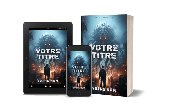 Couverture effrayante et sombre pour un roman d’horreur autoédité, conçue pour susciter le suspense