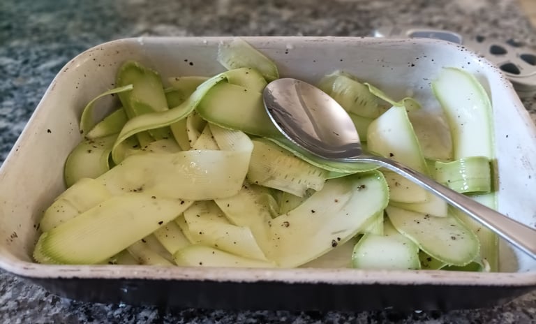 Courgette Ribbons in olive oil and lemon