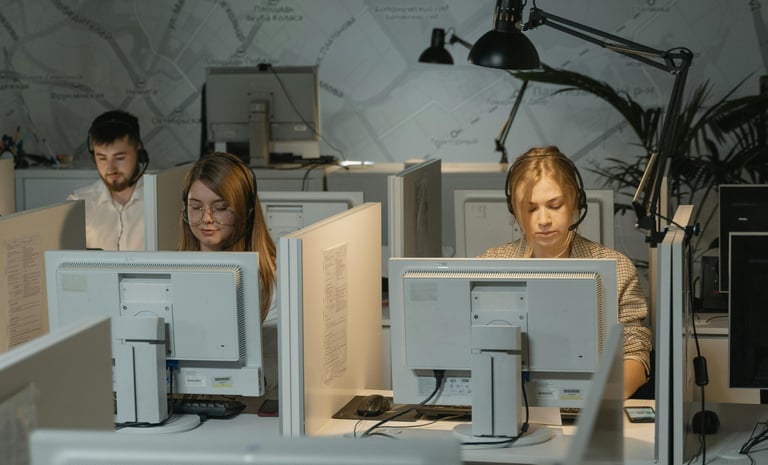 Call Center Operator Working At Night