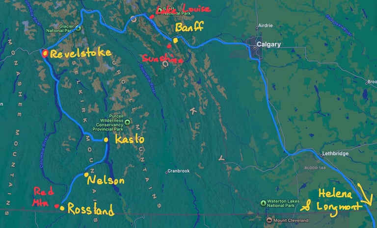 Route Rossland to Longmont