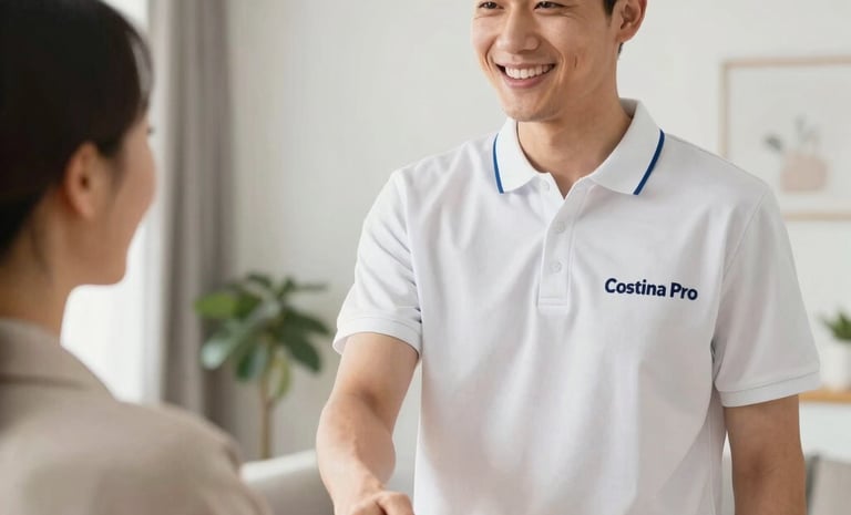 Professional cleaning staff in bright, spotless Solingen office environment.