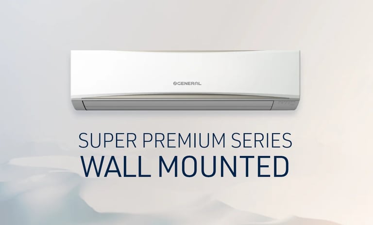 a wall mounted air conditioner with the words super premium series