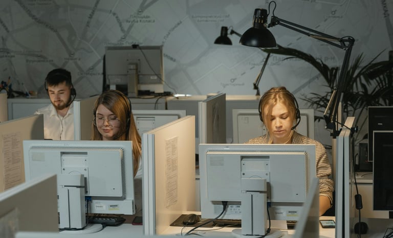 Call Center Operator Working At Night