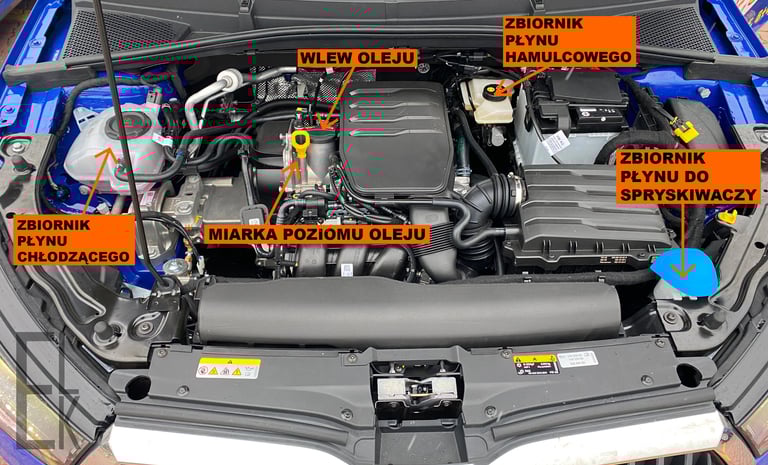 Płyny znajdujące się pod maską skoda fabia