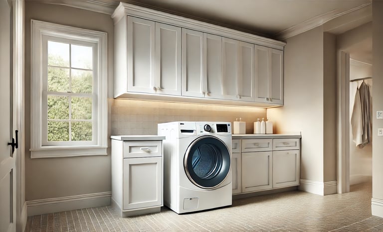 a laundry room with a washing machine and a washer