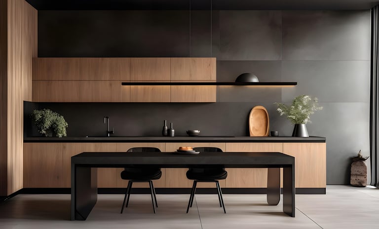 HotelArt: Μίνιμαλ Ξύλινη Κουζίνα με Μαύρο Μάρμαρο - Ξενοδοχειακός Εξοπλισμός Έπιπλα Μίνιμαλ
