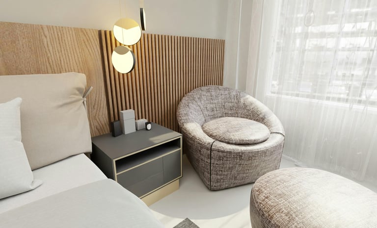 HotelArt: Μίνιμαλ Πολυθρόνα & Κομοδίνο Δωματίου - Ξενοδοχειακός Εξοπλισμός Έπιπλα Μίνιμαλ