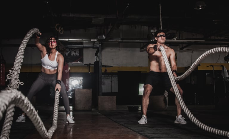 doing fitness exercises at gym