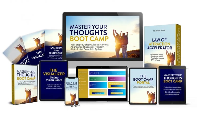 Manifestation Boot Camp online program featuring eBooks, exercises, and visualization courses for pe