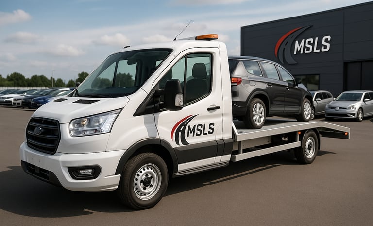 MSLS van transporting a single vehicle.