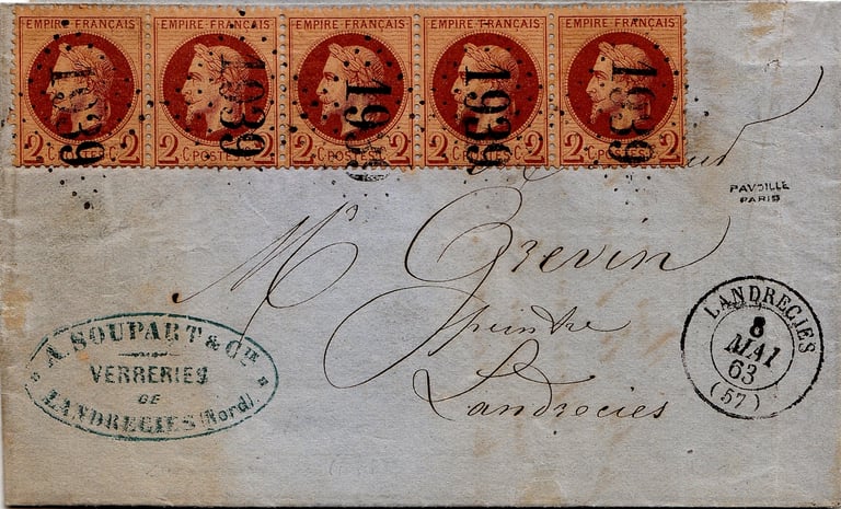 Letter up to 10 g from and to LANDRECIES.