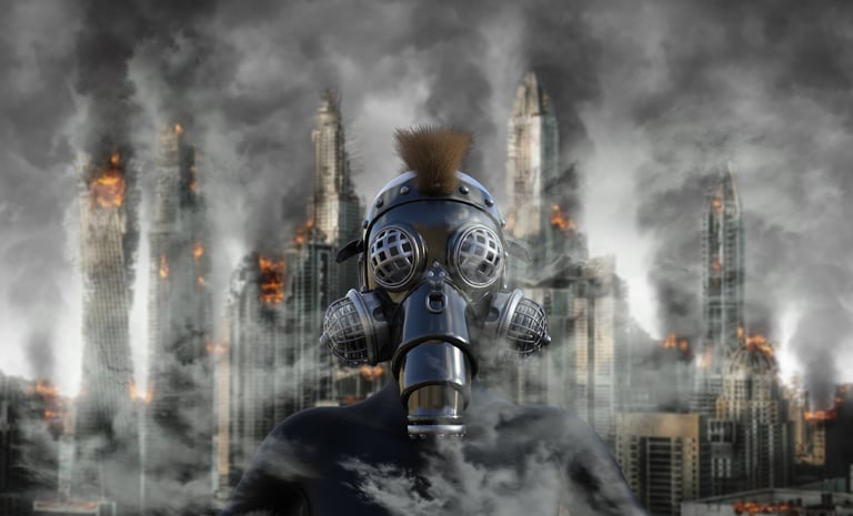 person in a gasmask 
