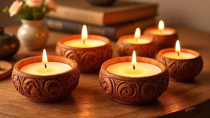 scented candles in candle holder