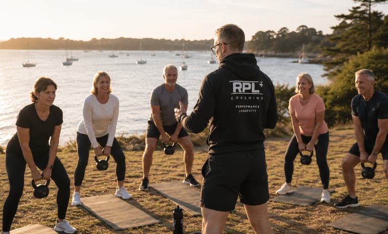 Séance outdoor RPL+ axée force, énergie et longévité dans le Golfe du Morbihan