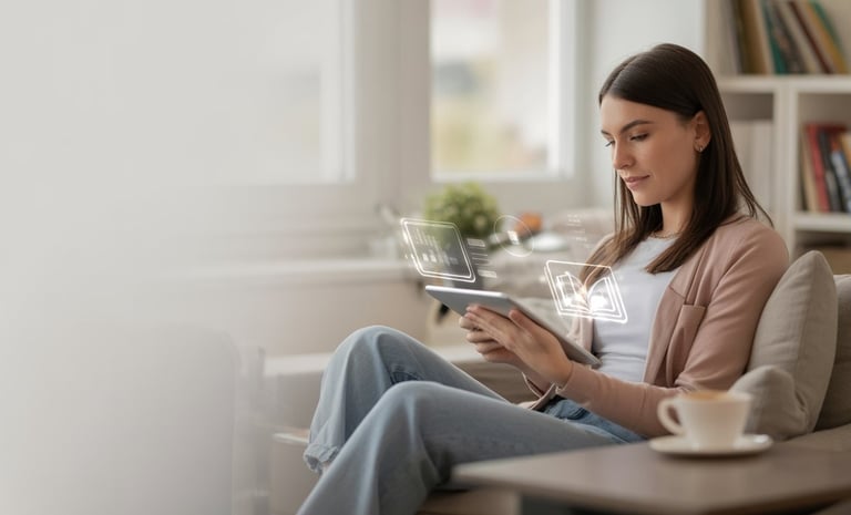 A women is reading eBooks