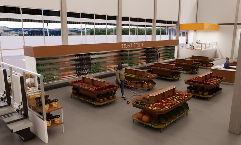 projeto arquitetônico para supermercado