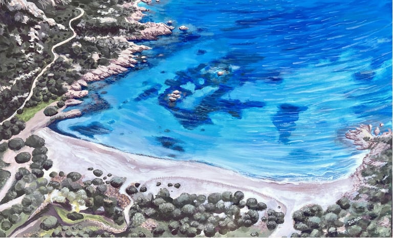Peinture acrylique sur toile, corse du sud, Tizzano