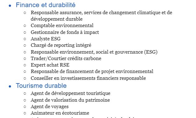 les métiers de l'environnement et du développement durable pdf