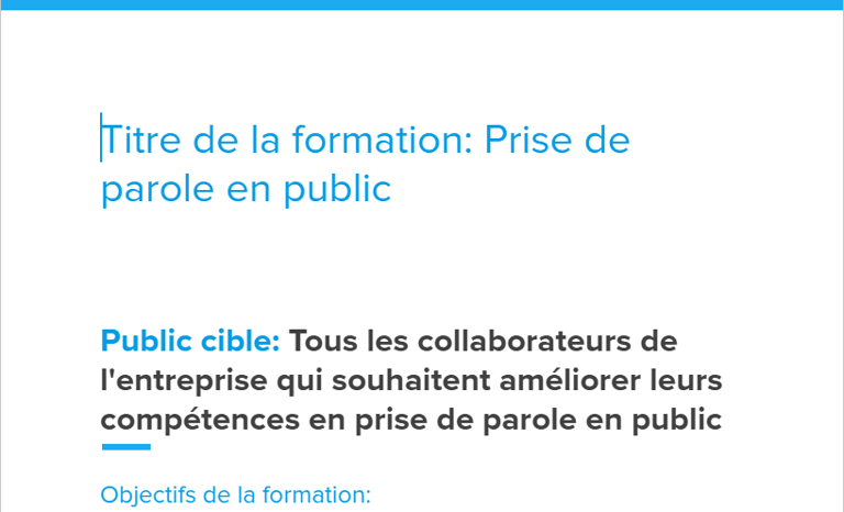 exemple de programme de formation détaillé