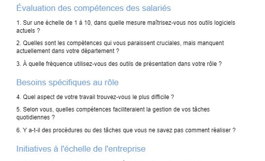 exemple de recueil des besoins en formation