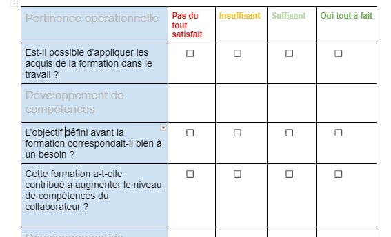 fiche d évaluation à froid de formation modele word