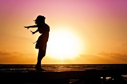 sunset salute on beach