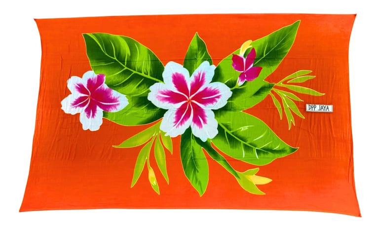 Hand Printed Premium Jasmine Beach Sarong, pareo, lava lava