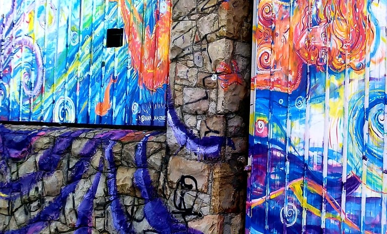 détail d'une peinture représentant Sao paulo si elle était sous les eaux
