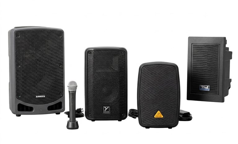 a variety of battery powered speakers