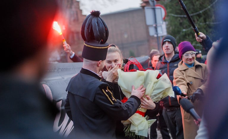 baner na zaręczyny z pirotechniką i fajerwerkami