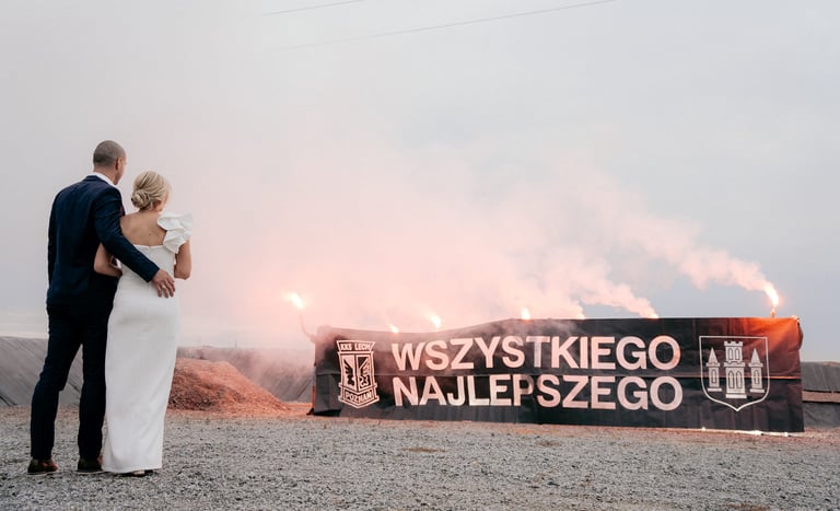 transparent stadionowy herb lech poznań kolejorz gostyń pirotechnika kibice wesele brama weselna