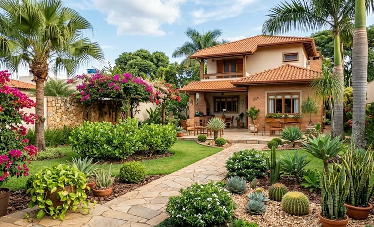 Quintal com jardim e ampla área verde