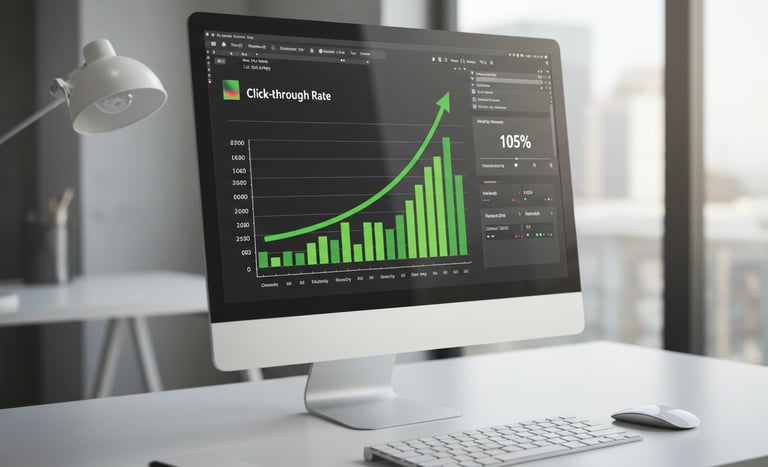 Chart on monitor showing click through rate