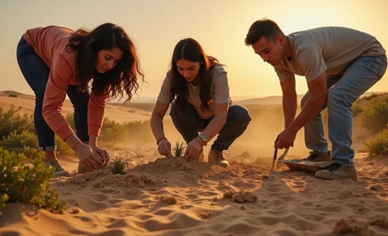 Youth planting in a desert, symbolizing purpose, renewal, and the anthem of building impact careers