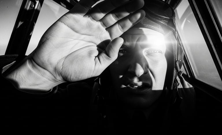 Piloto militar años 1930 problemas deslumbramiento solar vuelos altitud
