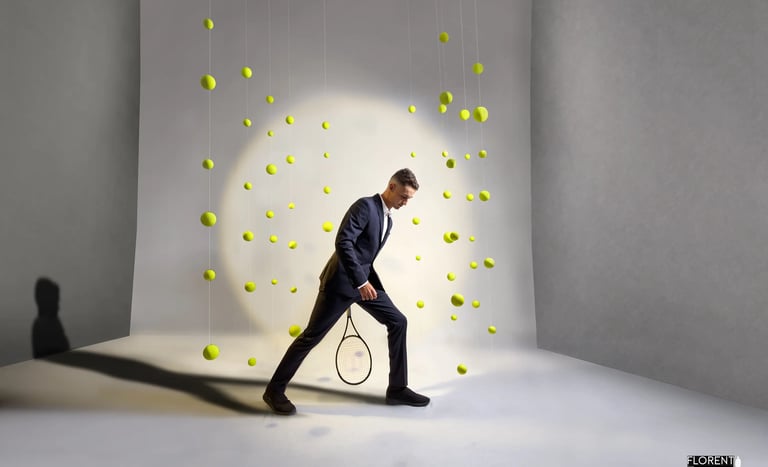 profesionnal man in a suit and tie is holding a tennis racket florent studio lille saint omer paris 