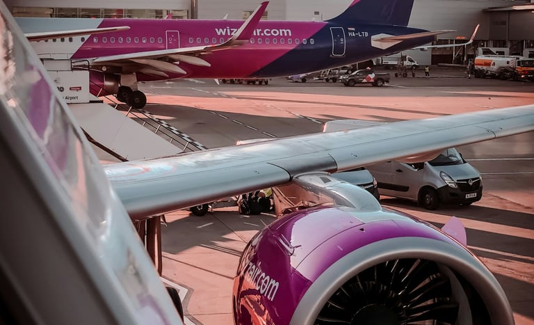 Two Wizz Air aircraft at the airport