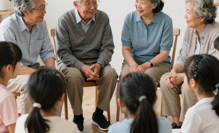 Participants engaged in a creative writing workshop, pens and notebooks in hand, surrounded by inspiring books.