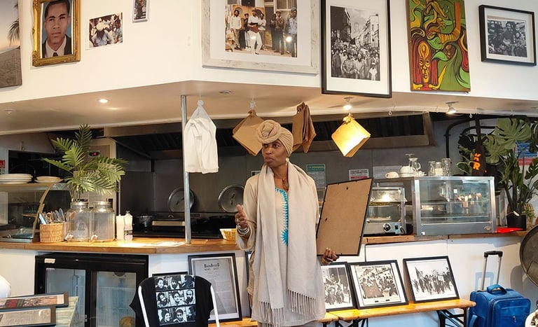 Jamila giving talk about the Mangrove Nine