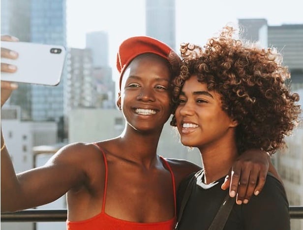 Black Lesbian couple taking a selfie