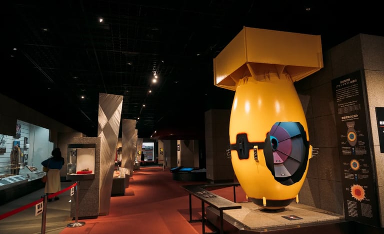 Model of the atomic bomb displayed inside the Nagasaki Atomic Bomb Museum