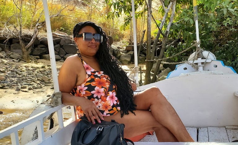 Davida Roze on a boat in Aswan Egypt