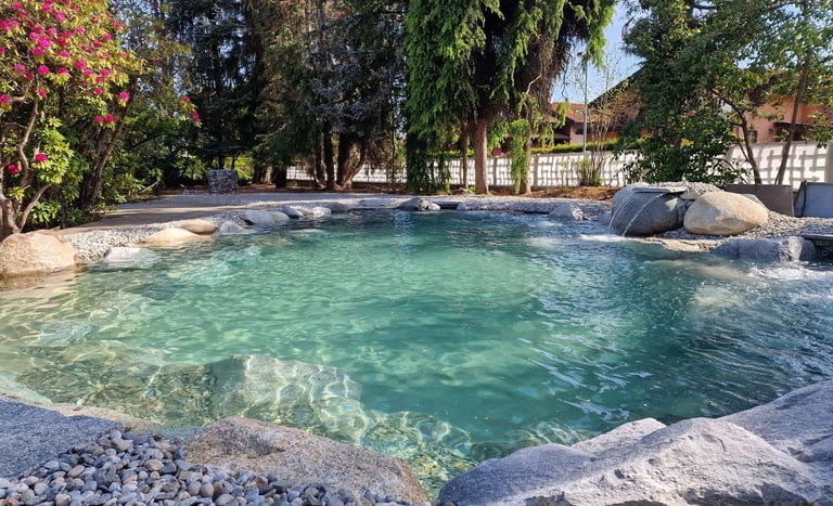 piscina naturale modello laghetto con cascata