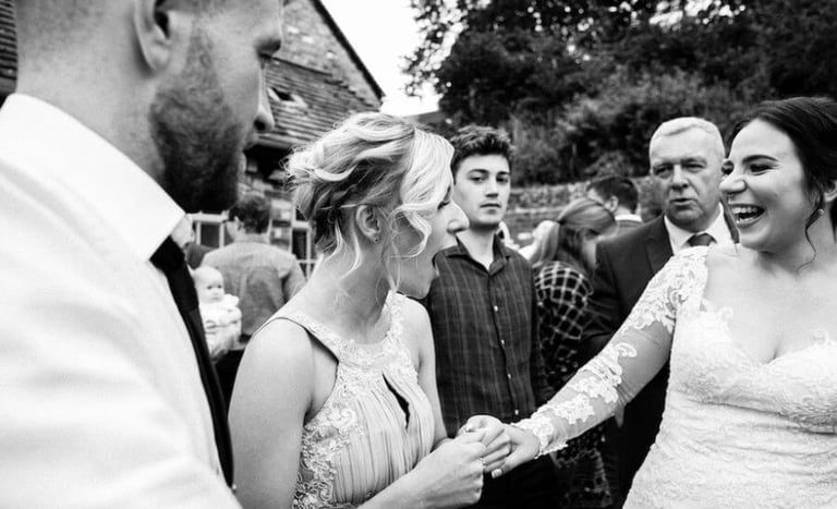 black and white wedding photo
