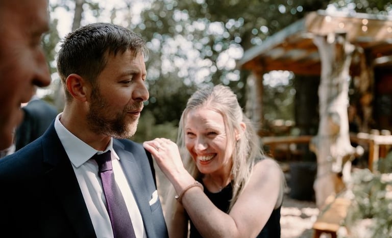 wedding guests having fun