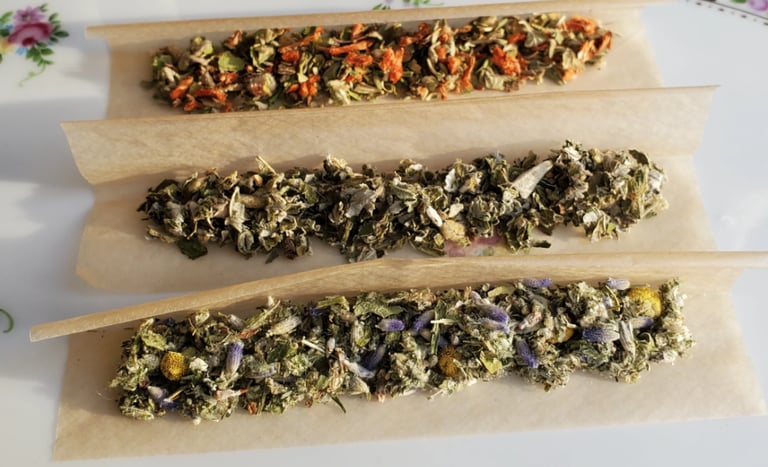 dried herbs on a joint paper