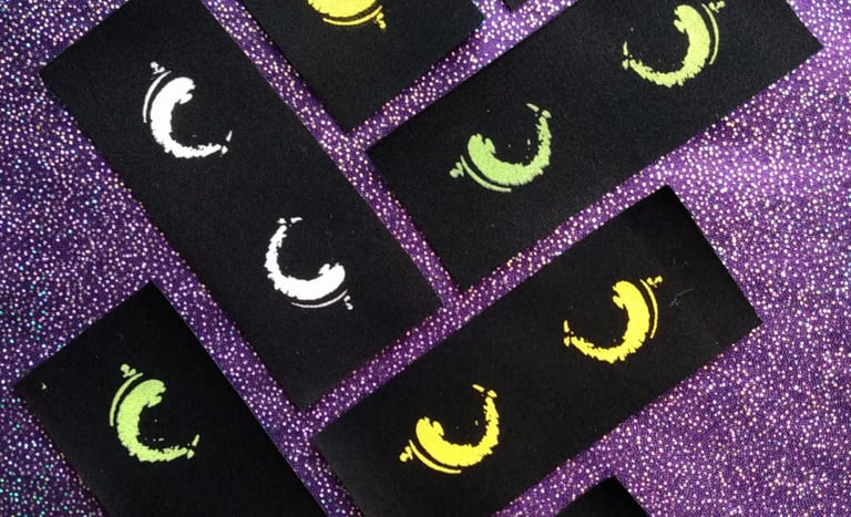 cute cat eyes patches in white, green and yellow