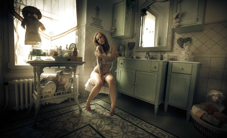 Henrick photo Boudoir a woman in a white dress is posing for a picture