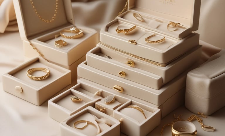 A luxurious leather jewelry box displayed on a soft surface.