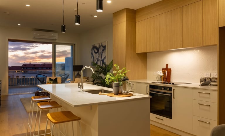 Kitchen in New Town house Construction Wellington